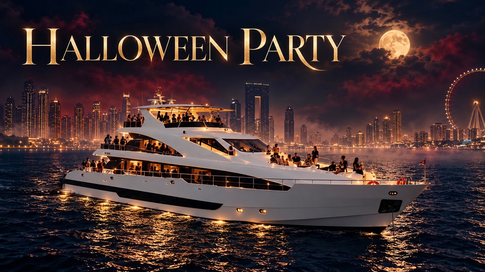 Halloween party aboard a superyacht in Dubai